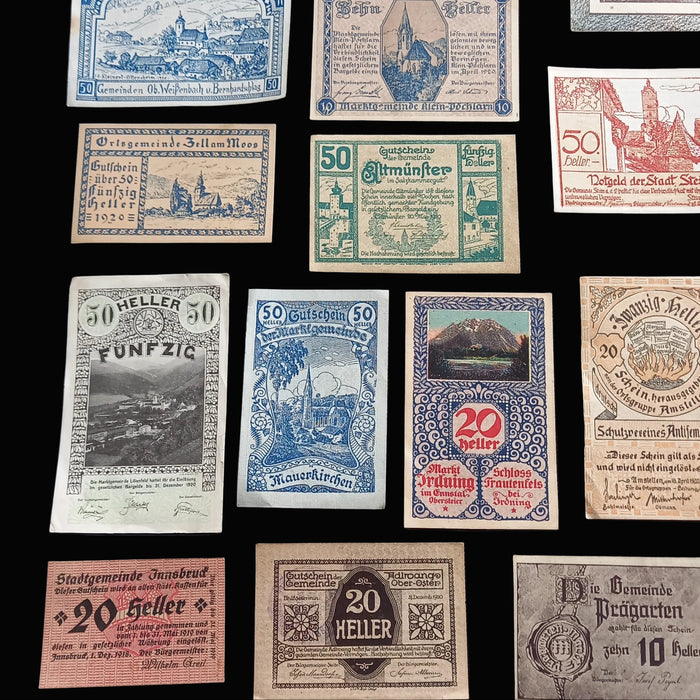 Antique Banknote 1914-1921 Germany Austria Notgeld WWI Collection Lot of 29 Good