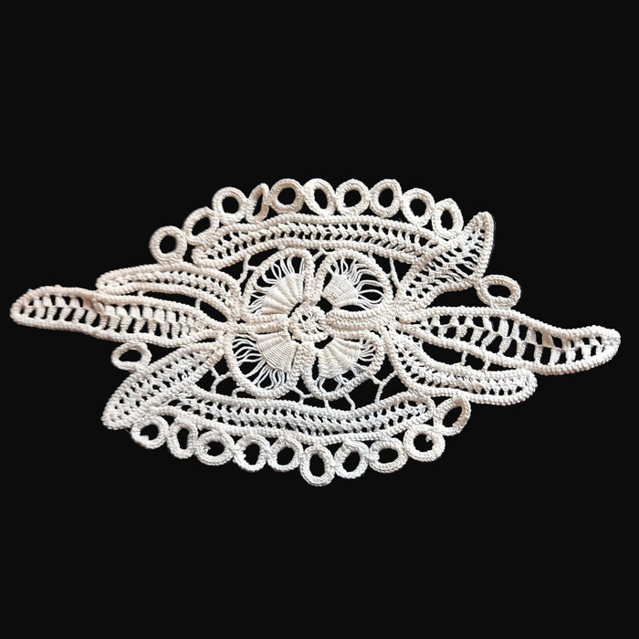 Vintage Transylvanian Point Lace Doily Handmade Cotton Cord Cottagecore 1960s