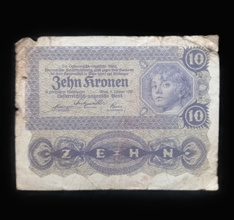 Antique Banknote 1922 Austria 10 Zehn Kronen Paper Money Collection Historic WWI 5pc Set