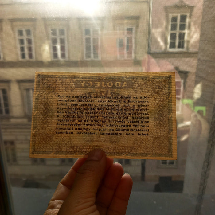 1946 Hungary Banknote 500,000 Adópengő Tax Note Emergency Paper Money XF