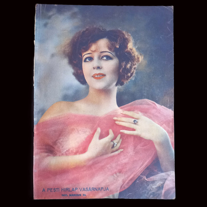 Vintage Ephemera 1930 Glamour Pink Portrait & SMS Szent István WWI Battleship Page