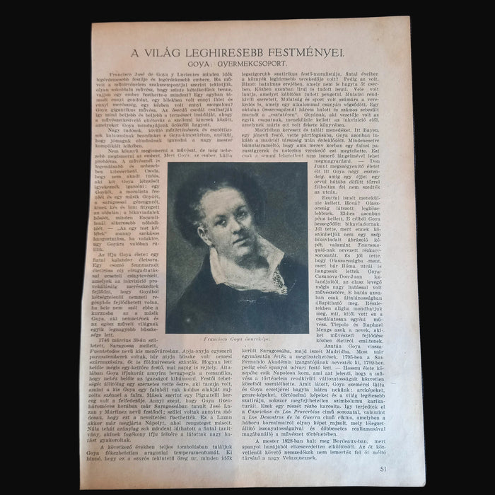 1930 Ephemera A Pesti Hirlap Vasarnapja Hungarian Vintage newspaper page with a portrait and text on a dark background