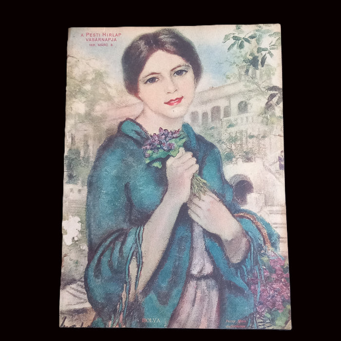 1931 Vintage Ephemera Art Prints Hungarian Women Classic Portrait Painting Magyar Farsang