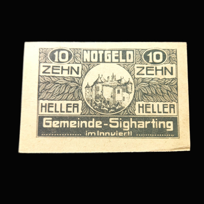 Antique Banknote 1920 Austria Sigharting Notgeld Emergency Money 10 & 20 Heller Pair