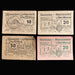Four vintage banknotes from Kassenschein der Marktgemeinde Ober-Wolbling on a dark background.