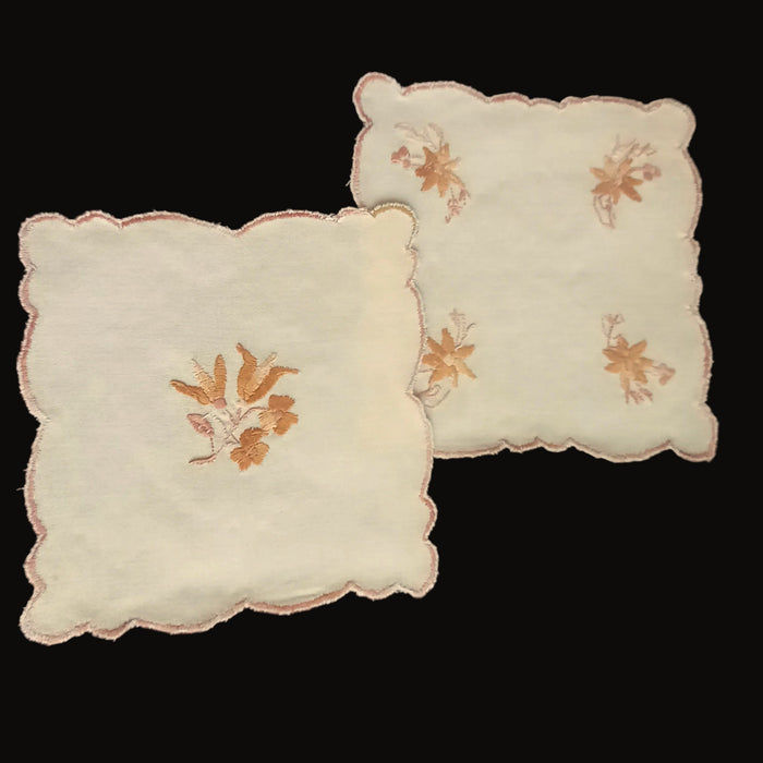 Hungarian Vintage Doily Set of 8 Autumn Farmhouse Handmade Decor 1970-80s