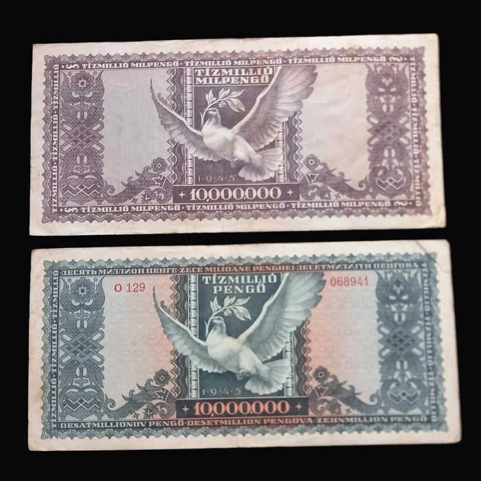 Vintage Banknote 1945-46 Hungary Pengő Premium 5pc Set Million Billion Trillion Milpengo Money