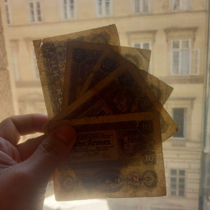 Antique Banknote 1922 Austria 10 Zehn Kronen Paper Money Collection Historic WWI 5pc Set