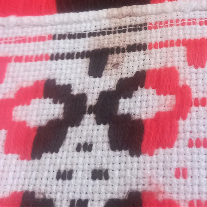 Vintage Hungarian Sárköz Folk Art 3pc Set Table Runner Handwoven Loom Cotton Mat 1960s
