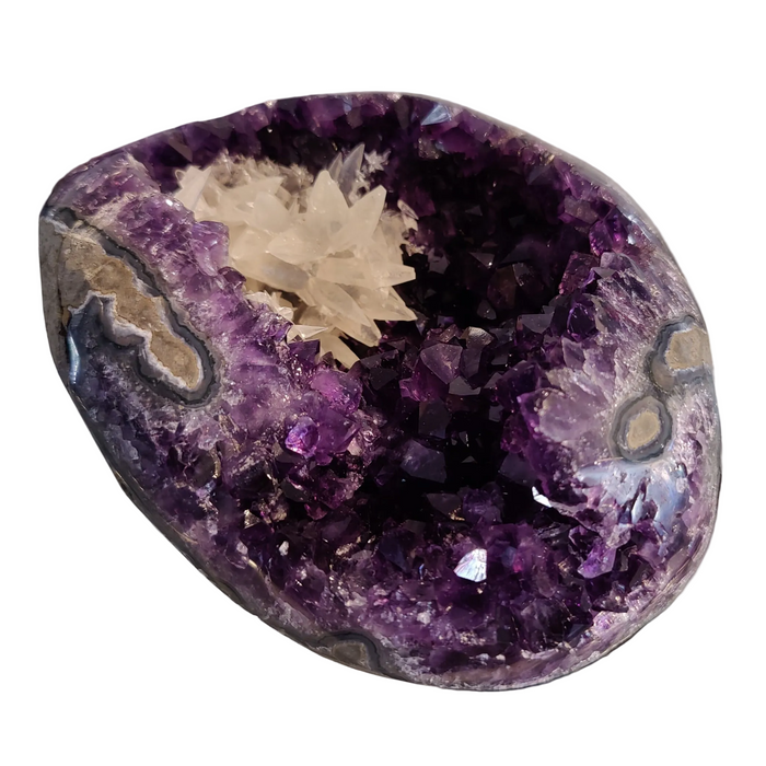 Amethyst Geode Dogtooth Scalenohedral Calcite Cluster 5 Inch