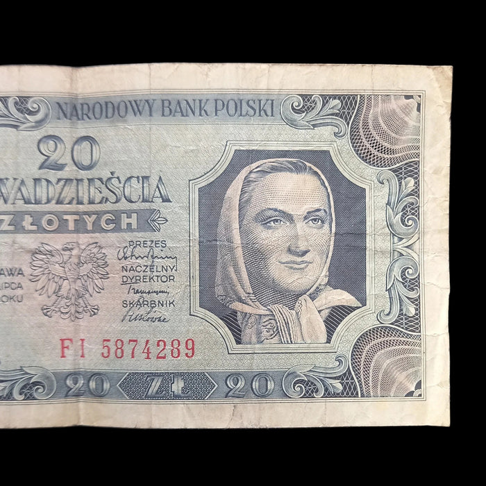 1948 Poland 20 Złotych Banknote Rare FI Series Issue Post-WWII Money