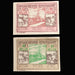 Two vintage货币notes notgelds from Ortsgemeinde-Gerersdorf on a dark textured background sold by satin crystals 