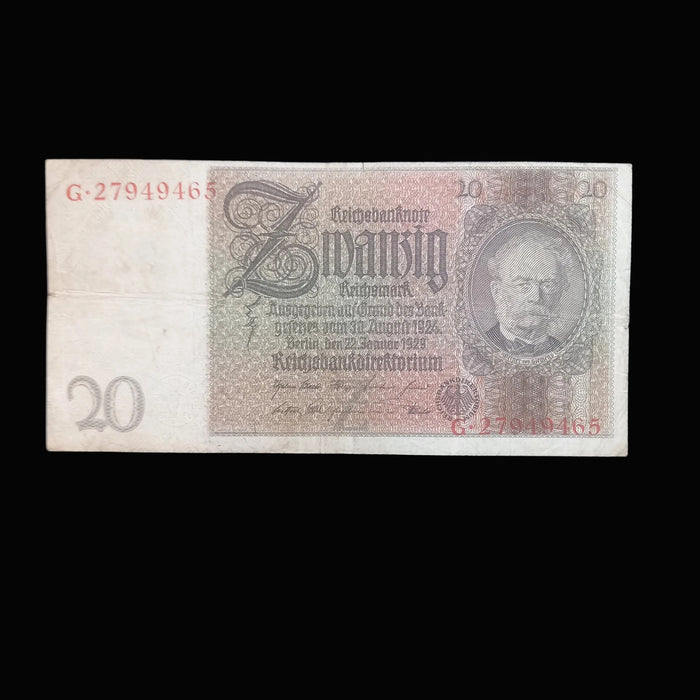 Antique Banknote 1929 Germany 20 Reichsmark Pre-WWII Historical 3pc Set Money Europe