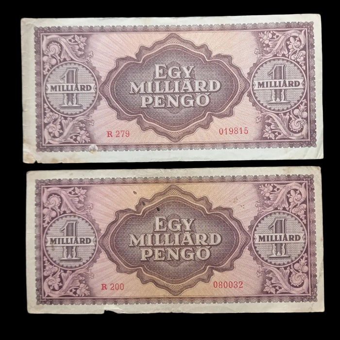 1946 Hungary Banknote 1 Billion Pengo Pair Post WWII Collectible Currency Gift