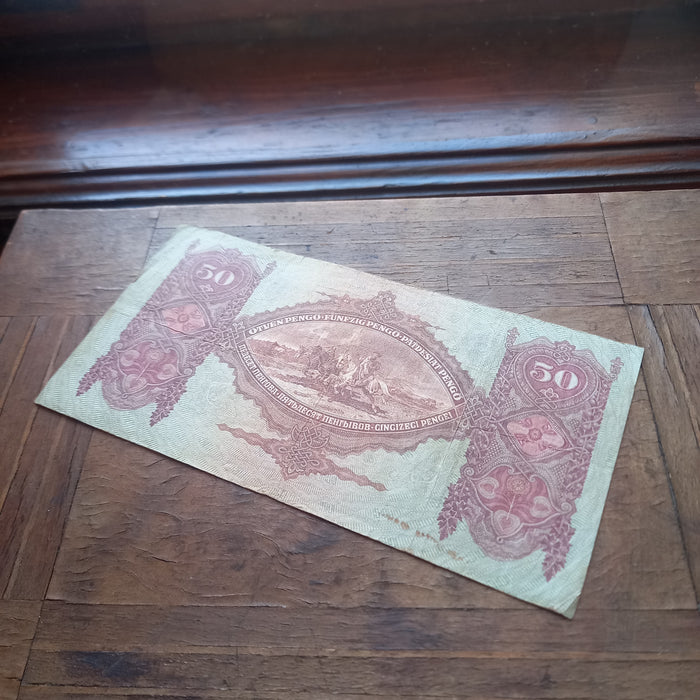 1932 Hungary Banknote 50 Pengo National Poet Sándor Petőfi Portrait Vintage Bill