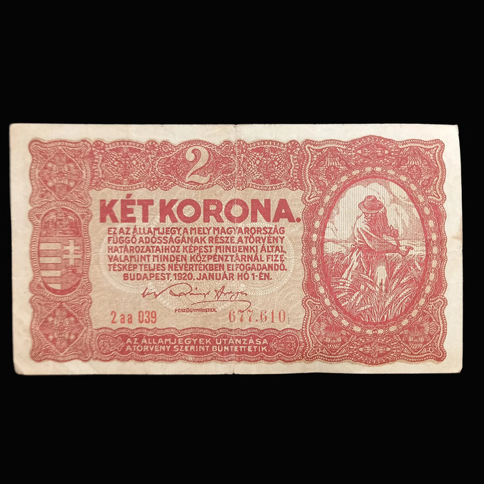 Antique Banknote 1920-1923 Hungary Korona 2 100 Szaz Ket Post-WWI Socialist Monarchy