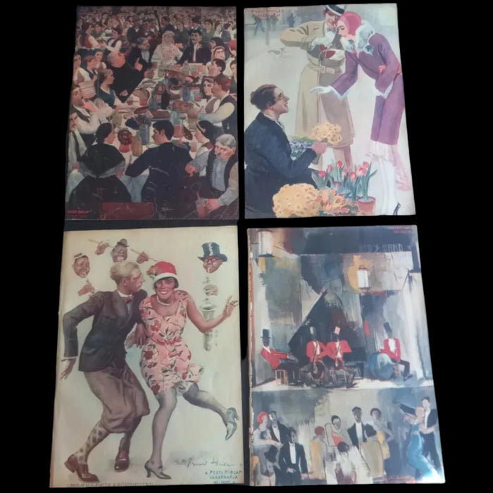 1931 Vintage Ephemera Art Prints Roaring Twenties Jazz Celebration A Pesti Hirlap Newspaper
