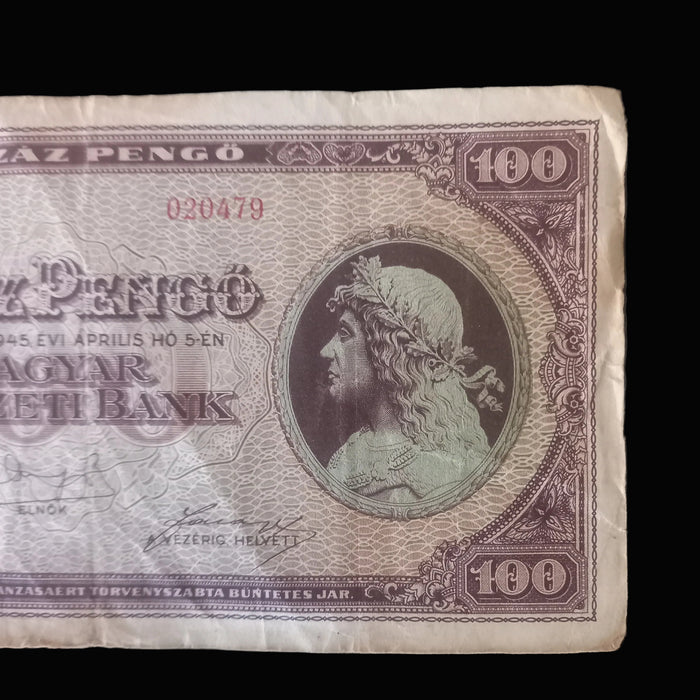 Vintage Banknote 1945 Hungary 100 Száz Pengő E-Series Pair King Matthias WWII Paper Money