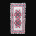 Vintage hungarian beregi folk art table runner with red hearts and black x patterns and fringed border