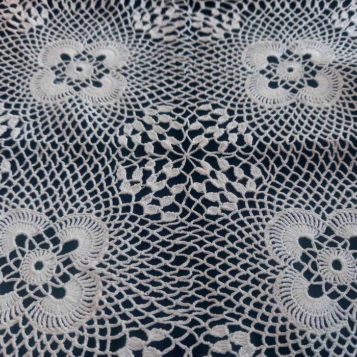 Vintage Hungarian Crochet Lace Doily Mid-Century Square Handmade Decor 1960s