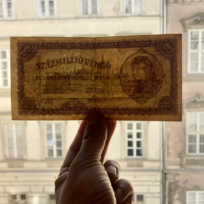 Vintage Banknote 1946 Hungary Százmillió 100 Million Pengő Woman Danube Postwar Money