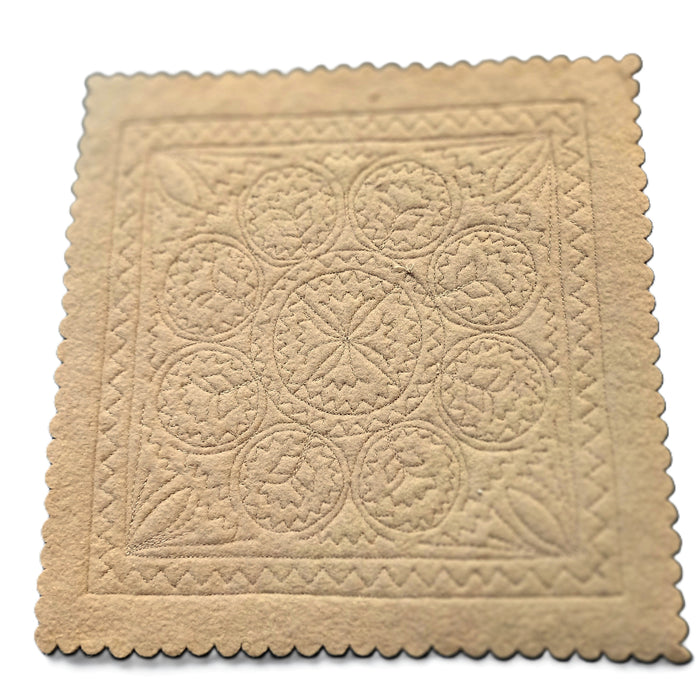 Vintage Hungarian Wool Felt Appliqué Szűr Folk Art Handmade Brown Square 1970-80s