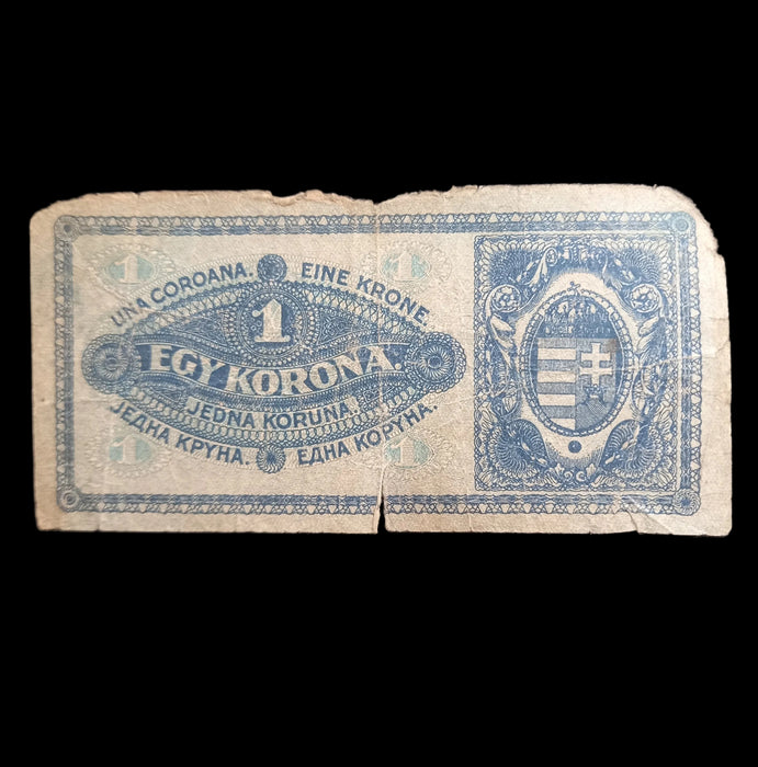 1920 Hungary Banknote 1 Korona Antique Austro-Hungarian Empire Egy One Bill Money