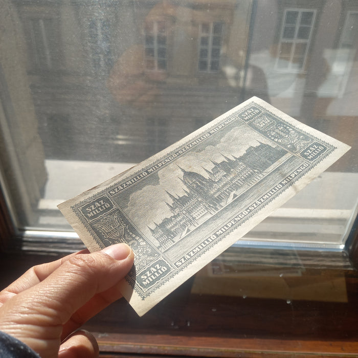 1946 Hungary Banknote 100 Million Milpengo Trillion Pengo Hyperinflation UNC Toned