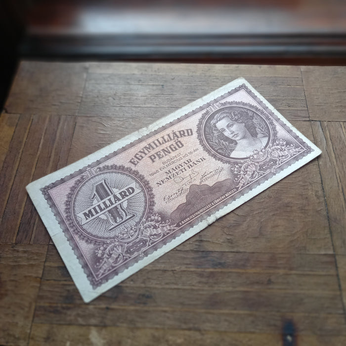 1946 Hungary Banknote 1 Billion Pengo Historic Economic Collapse Monetary Art