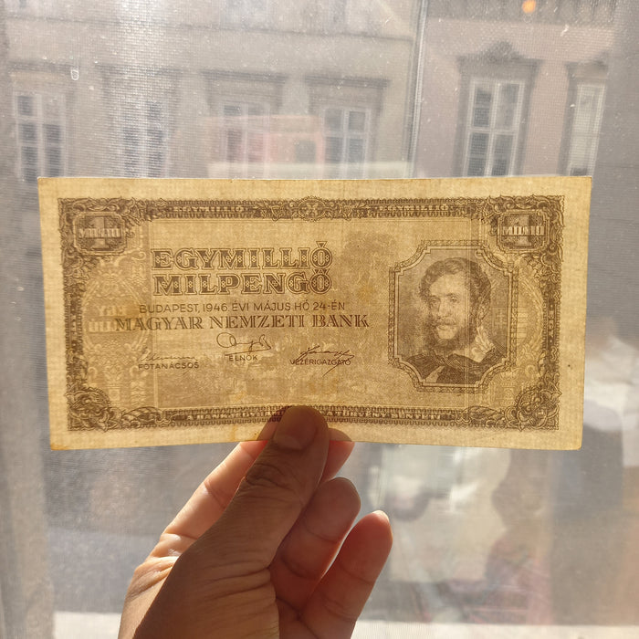 1946 Hungary Banknote One Million Milpengo Trillion Pengo Bill Lajos Kossuth AU