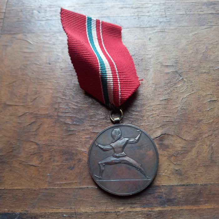 1971 Hungarian Youth Fencing Championship Medal Vintage Red Striped Ribbon