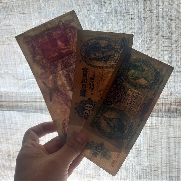 Vintage Banknote 1930-1941 Hungary Pengő 3pc Set Tíz Húsz Száz 10 20 100 Progression Bills