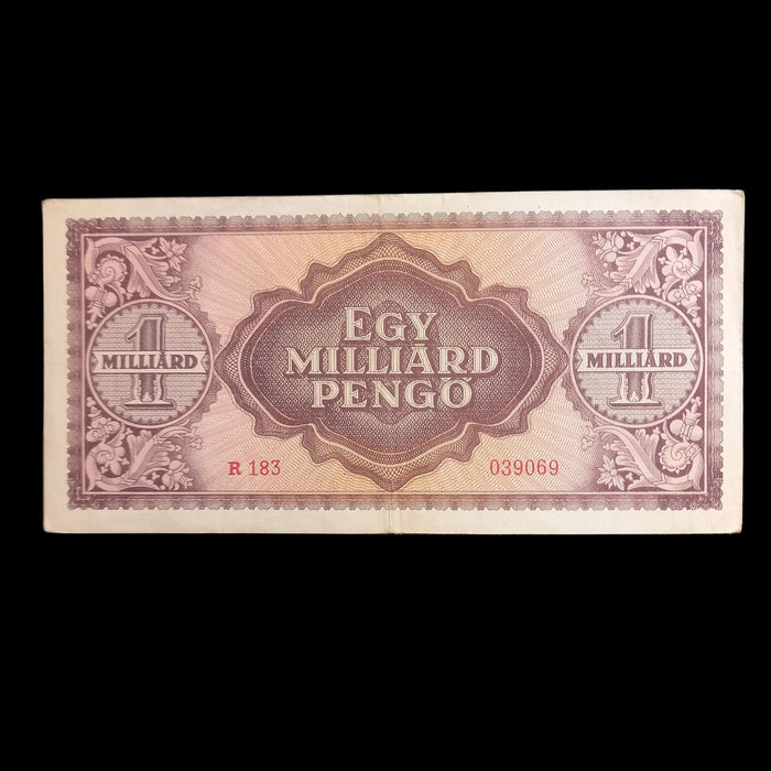 1946 Hungary Banknote One Billion Pengo Hyperinflation Bill Pink Lady Collectible XF