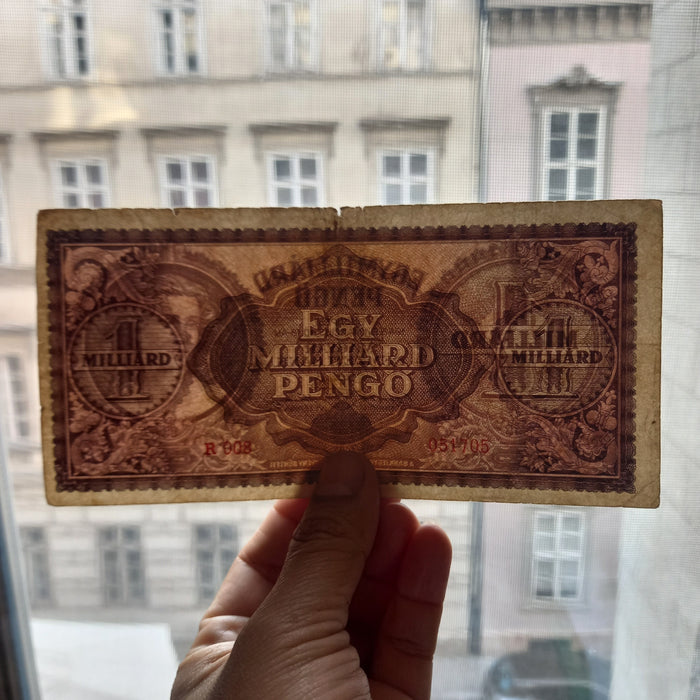 1946 Hungary Banknote 1 Billion Pengo Historic Economic Collapse Monetary Art