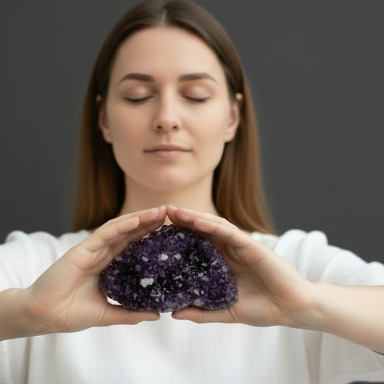 Amethyst Cluster Dark Purple Crystal 4.5 Inch