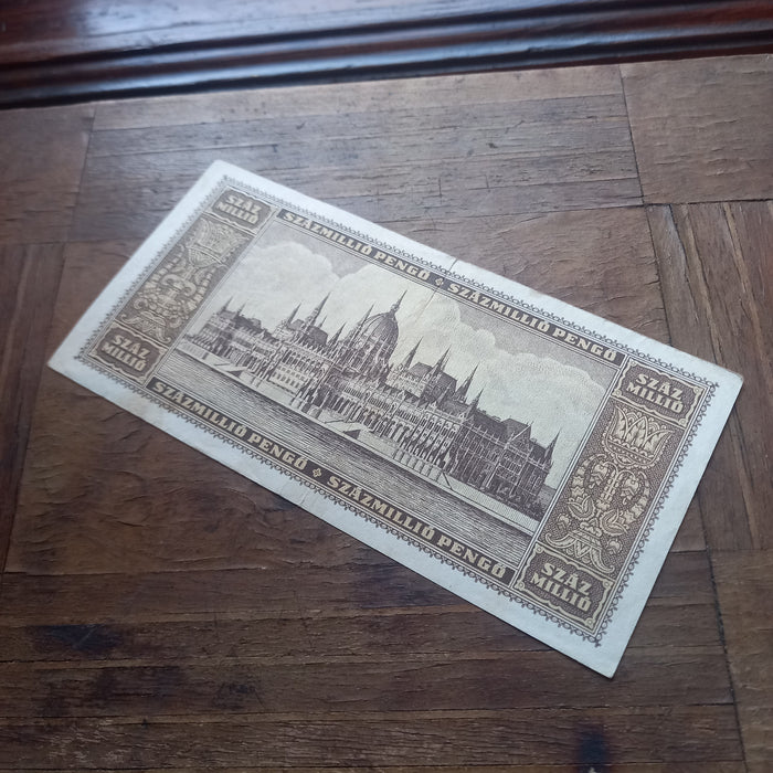 1946 Hungary Banknote 100 Million Pengő Százmillió Post-WWII Paper Currency