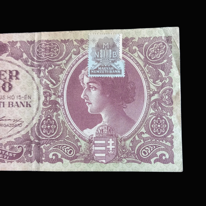 Vintage Banknote 1945 Hungary 10K Stamped, 100K, 10M Pengő Currency Progression Set