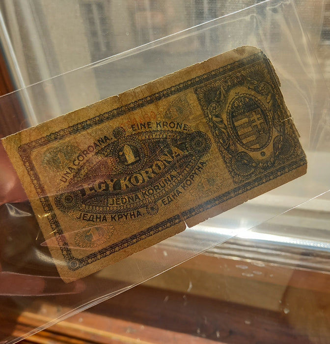 1920 Hungary Banknote 1 Korona Antique Egy One Bill Post-WWI Austro-Hungarian Empire