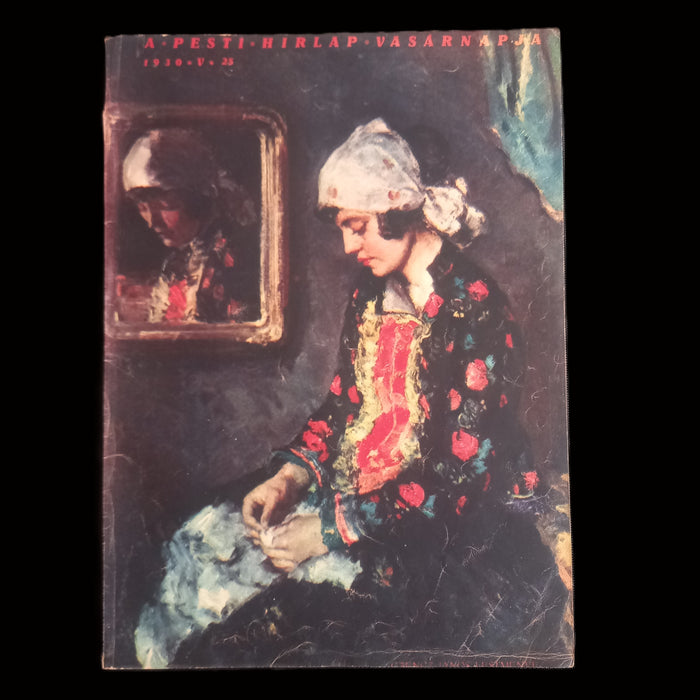 Vintage Ephemera 1930 János Czencz Woman Sewing India Palaces A Pesti Hírlap Art Page