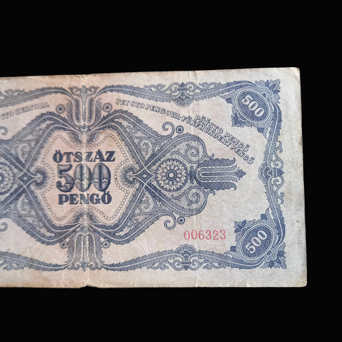 Vintage Banknote 1945 Hungary 500 Pengő ERROR Variant NЯТЬСОТ WWII Hyperinflation