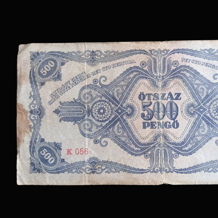 Vintage Banknote 1945 Hungary 500 Pengő ERROR Variant NЯТЬСОТ WWII Hyperinflation