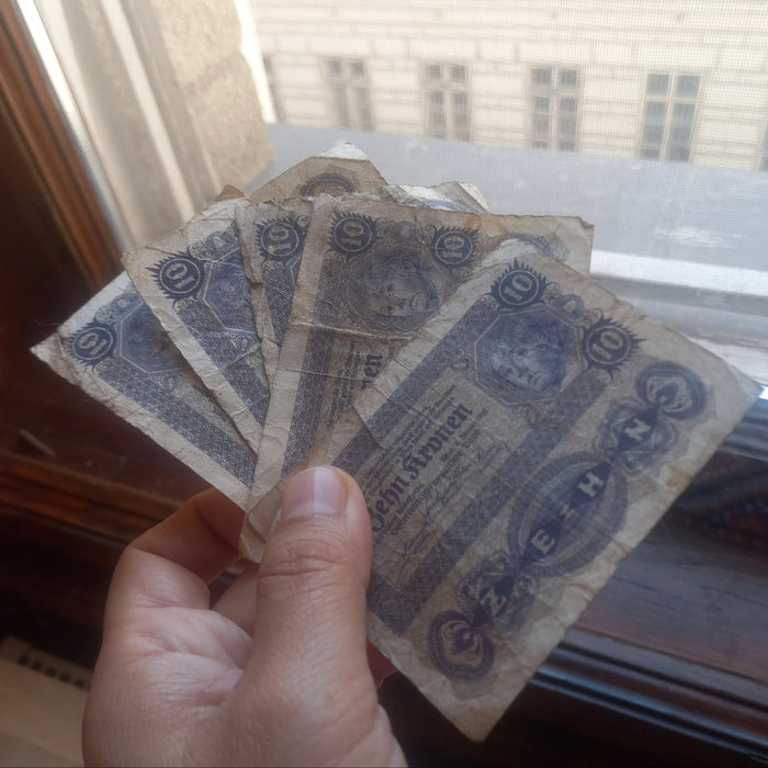Antique Banknote 1922 Austria 10 Zehn Kronen Paper Money Collection Historic WWI 5pc Set
