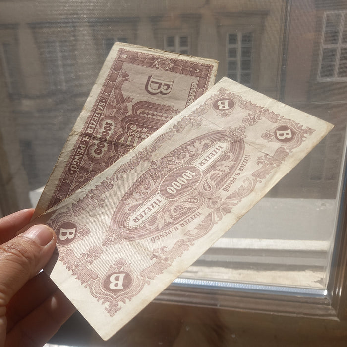 Vintage Banknote 1946 Hungary B-Pengő Set 100 Quadrillion Pengő Hyperinflation Post WWII Money