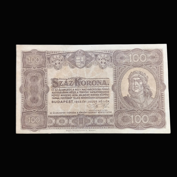 Antique Banknote 1920-1923 Hungary Korona 2 100 Szaz Ket Post-WWI Socialist Monarchy