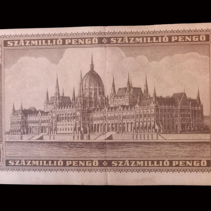 Vintage Banknote 1946 Hungary 100M Százmillió Pengő Pair Palóc Girl Portrait Hyperinflation Currency