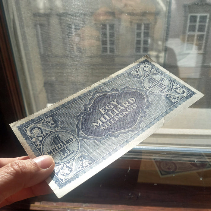 1946 Hungary Banknote One Billion Milpengo Quadrillion Pengo Hyperinflation WWII Money AU