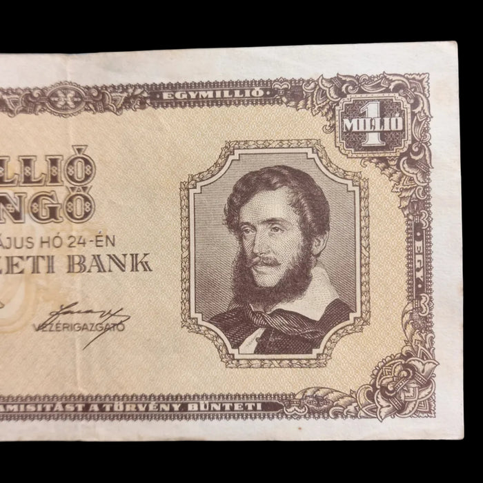 1946 Hungary Banknote One Million Milpengo European History Collectible Bill XF