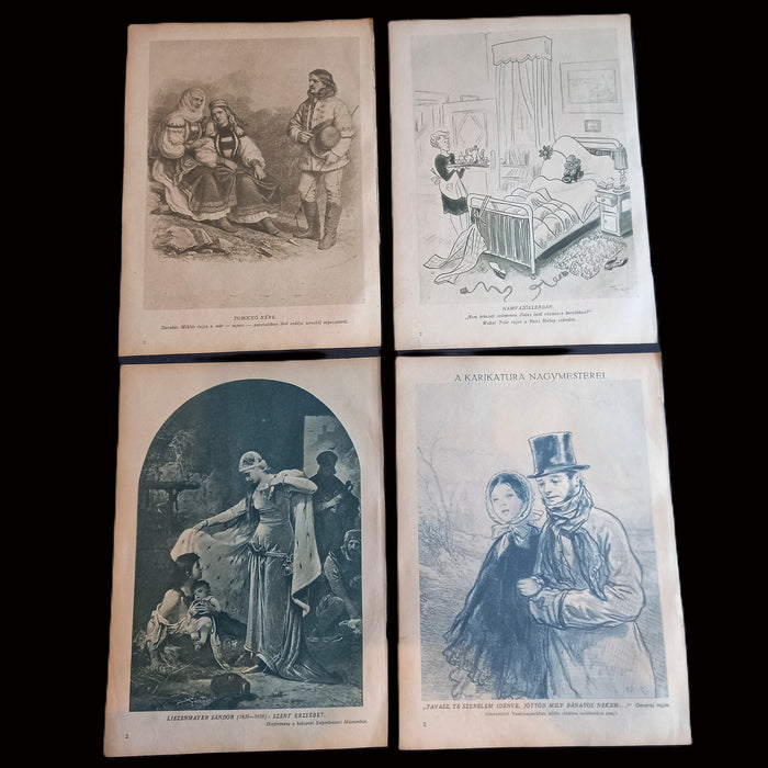 1931 Vintage Ephemera Art Prints Hungarian Women Classic Portrait Painting Magyar Farsang