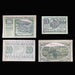 Four vintage German banknotes from Weissenbach, including 50 Heller, 10 Heller, 20 Heller, and 20 Heller Zwanzig Heller, arranged on a black background.