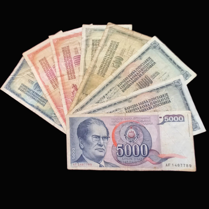 Vintage Banknote 1978-86 Yugoslavia Dinar 50 100 500 1K 5K Tito Socialist Currency 8pc Set